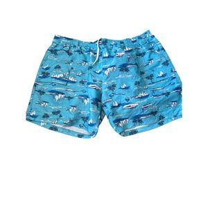 West Marine Jetty Swim Trunks Boats Palm‎ Trees Beach Blue XXL